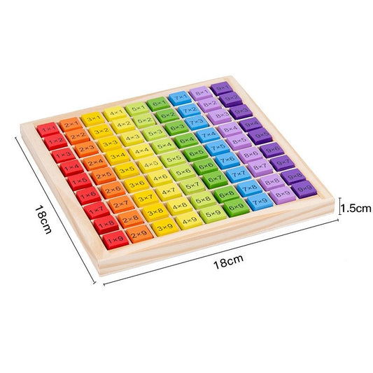 Joc Montessori din Lemn, Flippy, Tabla Inmultirii, Blocuri, Tabel de Multiplicare pana la 9x9, Multicolor, 18x18x1.5 cm - Gabcom