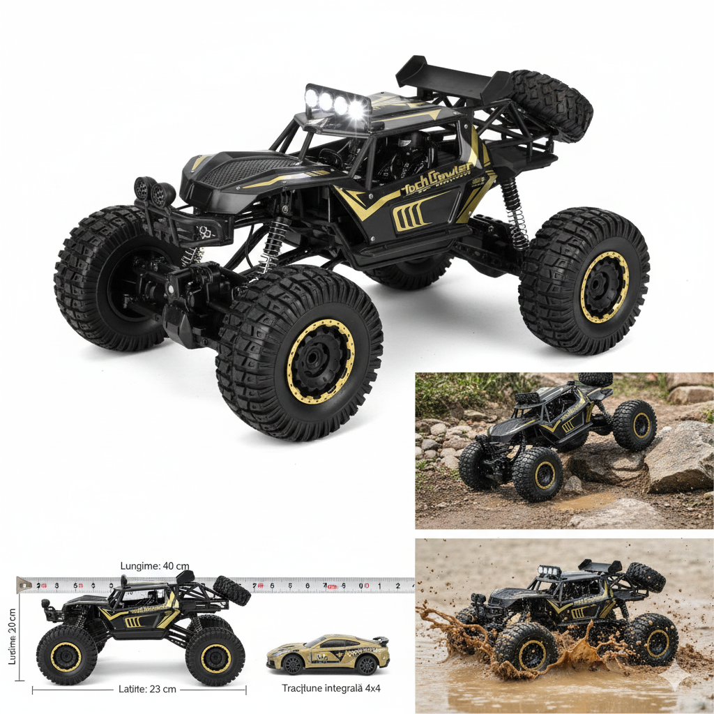 Rock Crawler 1:8 – Mașină RC Die-Cast Metal pentru aventuri off-road
