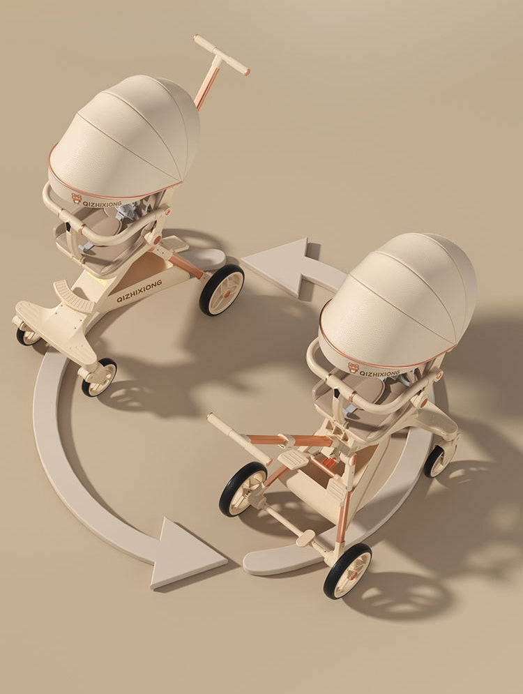 Carucior Sport  3in1, 6-36 Luni, Pliabil, Tavita pentru Masa, Pat de Dormit, Centura de Siguranta, Roti 360 Grade, Reversibil, Parasolar, Maner Reglabil, 64 x 35 x 100 cm, Bej - Gabcom