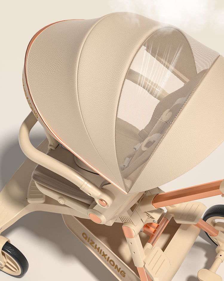 Carucior Sport  3in1, 6-36 Luni, Pliabil, Tavita pentru Masa, Pat de Dormit, Centura de Siguranta, Roti 360 Grade, Reversibil, Parasolar, Maner Reglabil, 64 x 35 x 100 cm, Bej - Gabcom