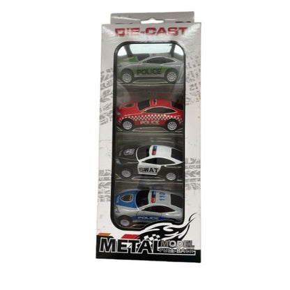Set 4 Mașinuțe de Poliție Die-Cast Metal Model Pull-Back