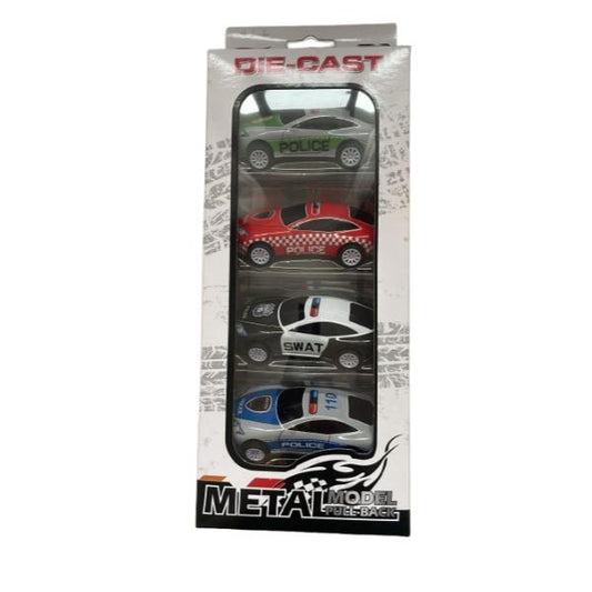 Set 4 Mașinuțe de Poliție Die-Cast Metal Model Pull-Back