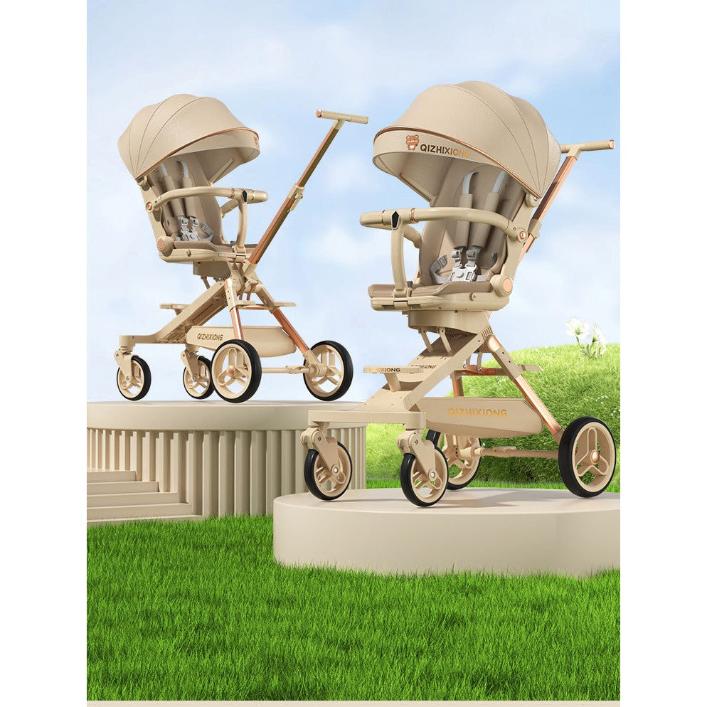 Carucior Sport  3in1, 6-36 Luni, Pliabil, Tavita pentru Masa, Pat de Dormit, Centura de Siguranta, Roti 360 Grade, Reversibil, Parasolar, Maner Reglabil, 64 x 35 x 100 cm, Bej - Gabcom