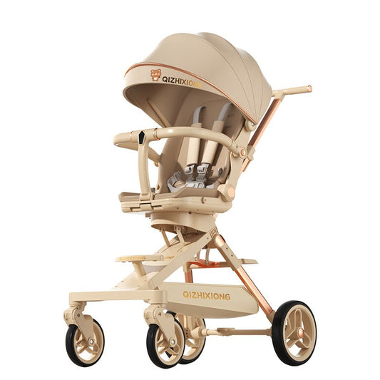 Carucior Sport  3in1, 6-36 Luni, Pliabil, Tavita pentru Masa, Pat de Dormit, Centura de Siguranta, Roti 360 Grade, Reversibil, Parasolar, Maner Reglabil, 64 x 35 x 100 cm, Bej - Gabcom