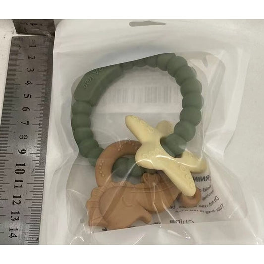 Jucarie Dentitie Bebelusi , Tip Bratara, Model Calut si Stea de Mare, + 3 luni, din Silicon, fara BPA, 8.1 x 8.1 x 1.2 cm, Verde - Gabcom