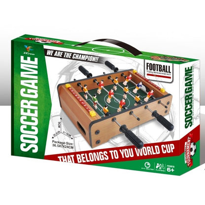 Masa de Fotbal cu Teren, fara Picioare, 4 Manere, Tablou de Scor, 36.5 x 24 x 7 cm, din Lemn/Otel/ABS, Maro - Gabcom