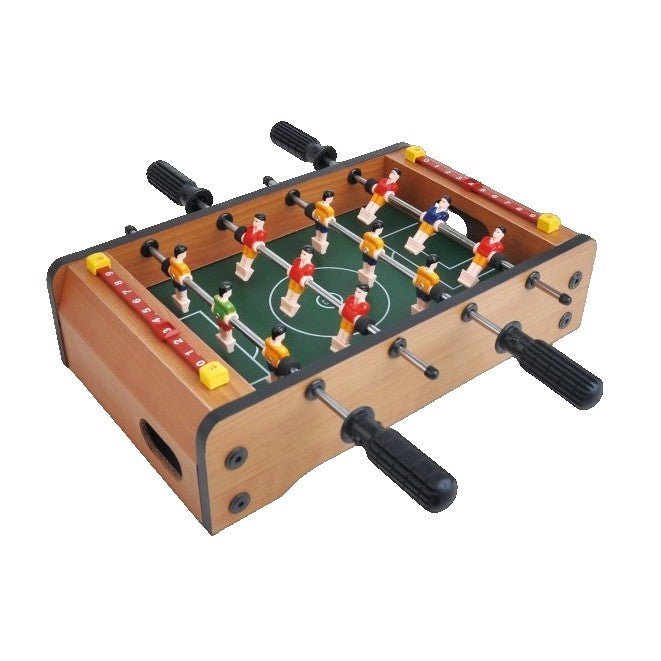 Masa de Fotbal cu Teren, fara Picioare, 4 Manere, Tablou de Scor, 36.5 x 24 x 7 cm, din Lemn/Otel/ABS, Maro - Gabcom