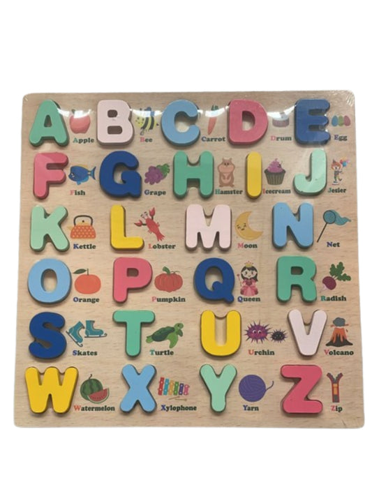 Puzzle Montessori din lemn cu litere, multicolor