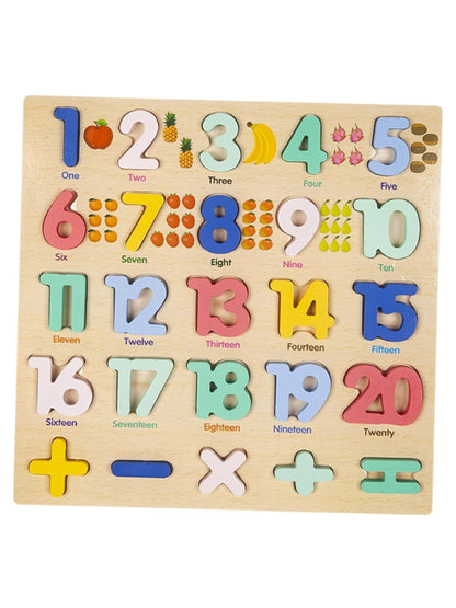 Puzzle Montessori din lemn cu cifre si operatii matematice
