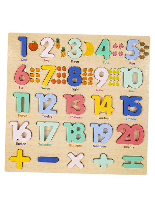 Puzzle Montessori din lemn cu cifre si operatii matematice