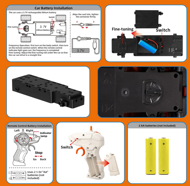 Mașină de Curse RC Pingao Blocks,Tip LEGO, 402 Piese, Telecomandă 2.4GHz, Scara 1:16, Full Function, Negru/Auriu