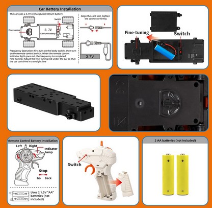 Mașină de Curse RC Pingao Blocks,Tip LEGO, 402 Piese, Telecomandă 2.4GHz, Scara 1:16, Full Function, Negru/Auriu