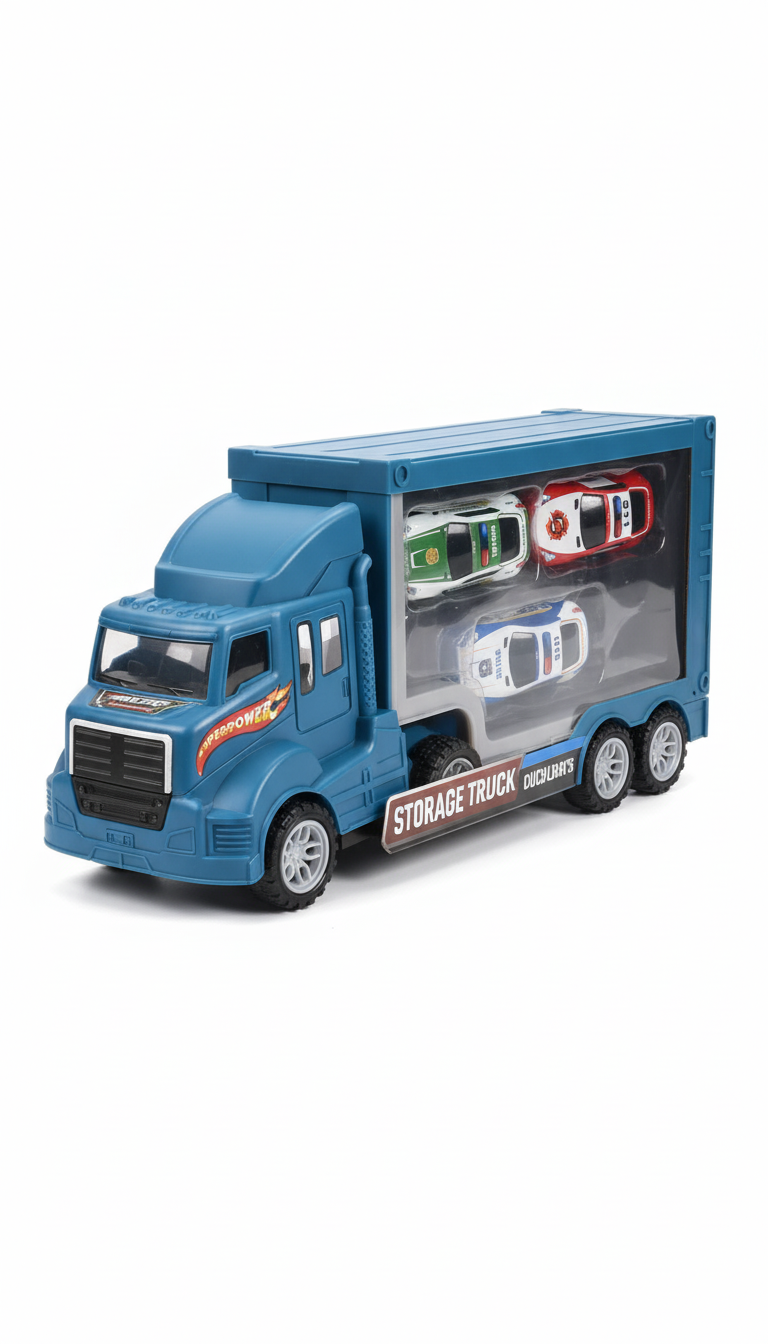 🚚 Camion Transformabil 2-în-1 "Storage Truck" cu Rampă și 3 Mașinuțe