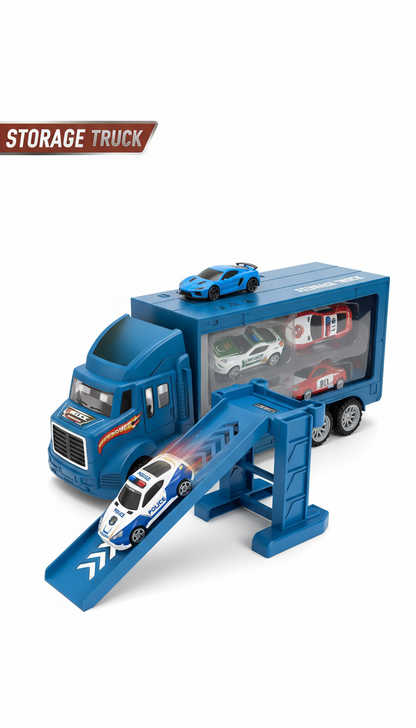 🚚 Camion Transformabil 2-în-1 "Storage Truck" cu Rampă și 3 Mașinuțe