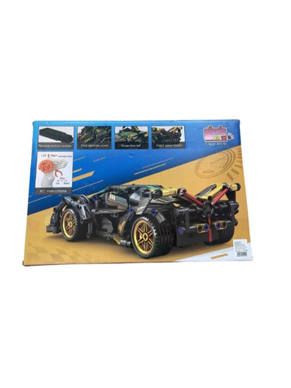Mașină de Curse RC Pingao Blocks,Tip LEGO, 402 Piese, Telecomandă 2.4GHz, Scara 1:16, Full Function, Negru/Auriu