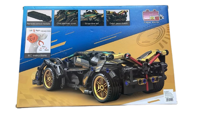 Mașină de Curse RC Pingao Blocks,Tip LEGO, 402 Piese, Telecomandă 2.4GHz, Scara 1:16, Full Function, Negru/Auriu