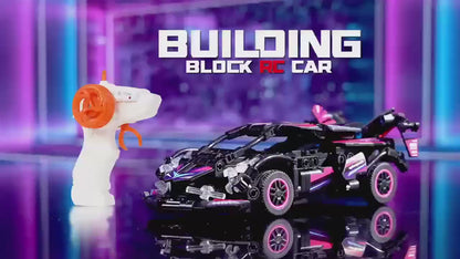 Set Blocuri Construcție Mașină RC Tip Lego Cyberpunk (Telecomanda 2.4GHz) - 1:20, Cu Uși și Capotă Mobile