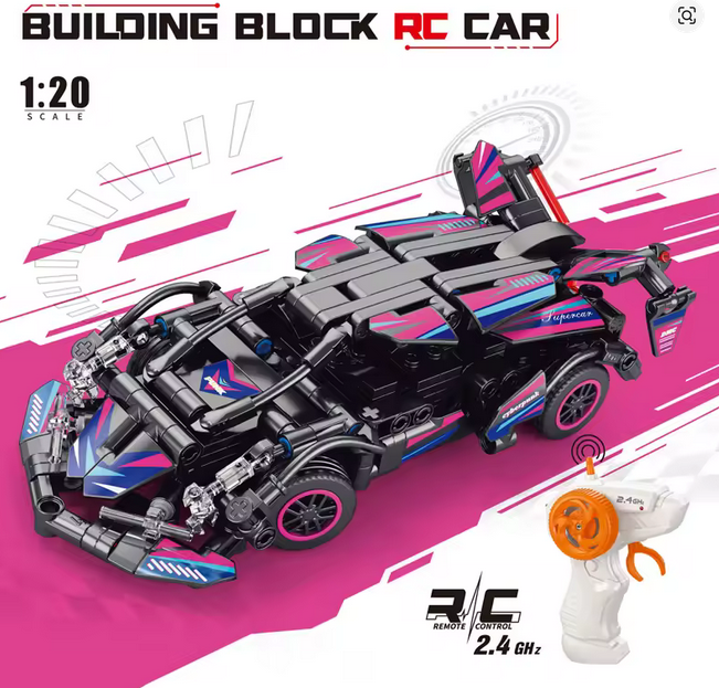 Set Blocuri Construcție Mașină RC Tip Lego Cyberpunk (Telecomanda 2.4GHz) - 1:20, Cu Uși și Capotă Mobile