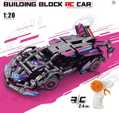 Set Blocuri Construcție Mașină RC Tip Lego Cyberpunk (Telecomanda 2.4GHz) - 1:20, Cu Uși și Capotă Mobile