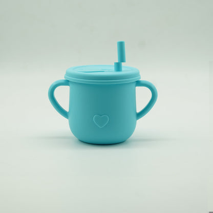 Set 5 piese diversificare bebelusi si copii din silicon , baveta, farfurie compartimentata cu ventuza, bol cu ventuza, tacamuri, fara alergeni, albastru - Gabcom